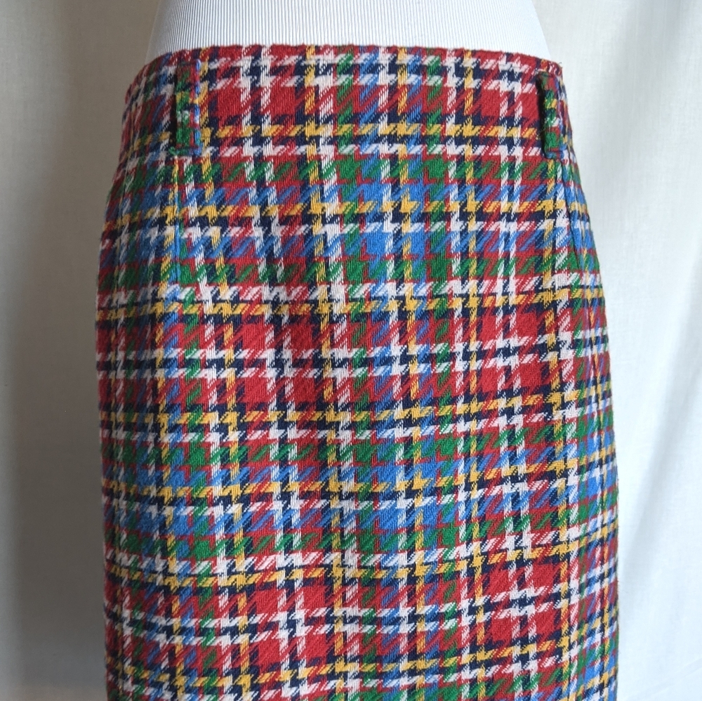 Straight skirt multicolored Houndstooth wool